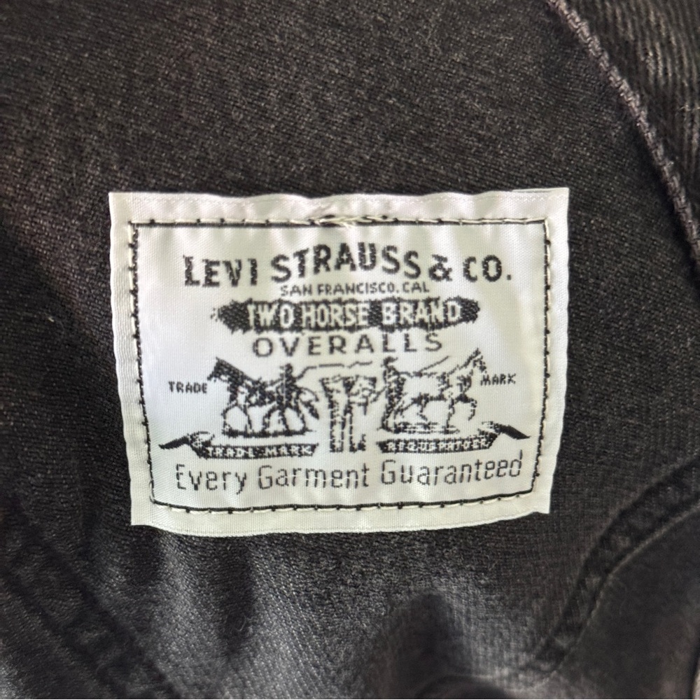 LEVI'S Apron Overalls Black Denim Straight Leg Loose Fit Cotton Size M - Picture 7 of 8